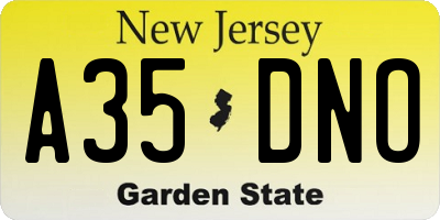 NJ license plate A35DNO