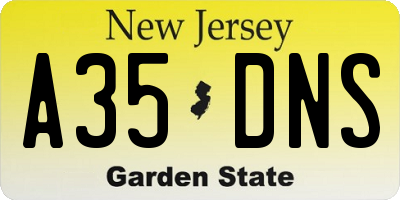 NJ license plate A35DNS