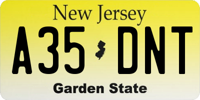 NJ license plate A35DNT