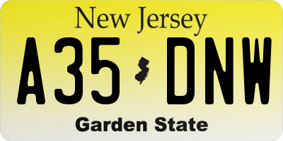 NJ license plate A35DNW