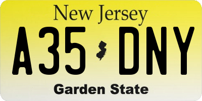 NJ license plate A35DNY