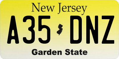 NJ license plate A35DNZ