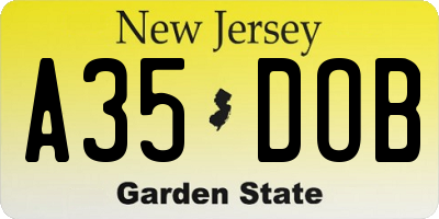 NJ license plate A35DOB