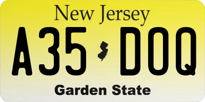 NJ license plate A35DOQ