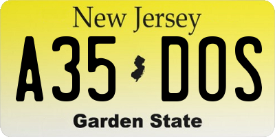 NJ license plate A35DOS