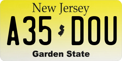 NJ license plate A35DOU