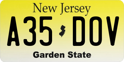 NJ license plate A35DOV