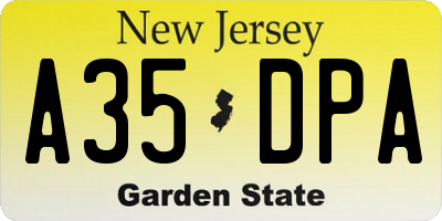 NJ license plate A35DPA