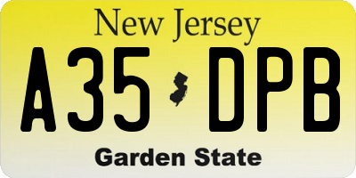 NJ license plate A35DPB