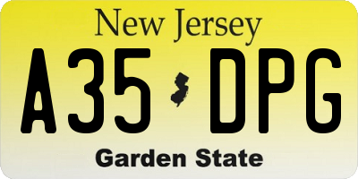 NJ license plate A35DPG