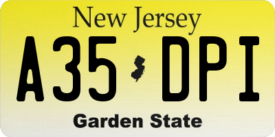 NJ license plate A35DPI