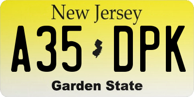 NJ license plate A35DPK