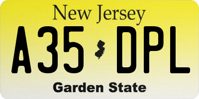 NJ license plate A35DPL