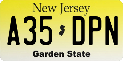 NJ license plate A35DPN