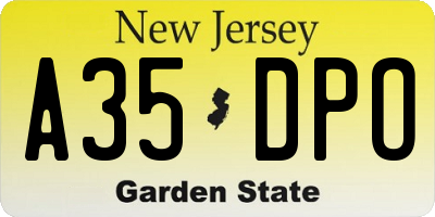 NJ license plate A35DPO