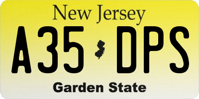 NJ license plate A35DPS