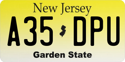 NJ license plate A35DPU