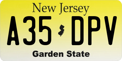 NJ license plate A35DPV