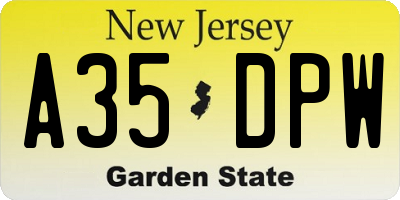 NJ license plate A35DPW