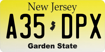 NJ license plate A35DPX