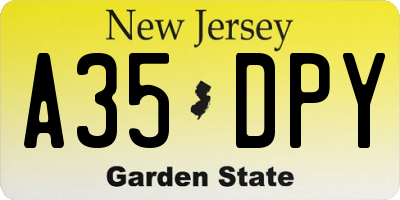 NJ license plate A35DPY