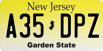 NJ license plate A35DPZ