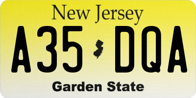 NJ license plate A35DQA