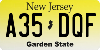 NJ license plate A35DQF