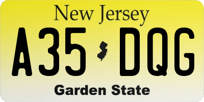 NJ license plate A35DQG