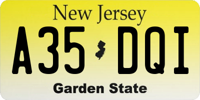 NJ license plate A35DQI