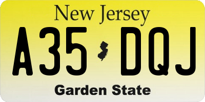 NJ license plate A35DQJ