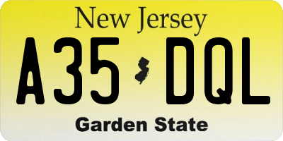 NJ license plate A35DQL
