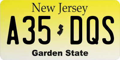NJ license plate A35DQS