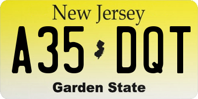 NJ license plate A35DQT