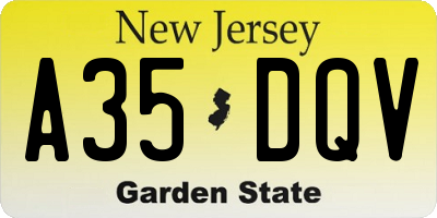 NJ license plate A35DQV