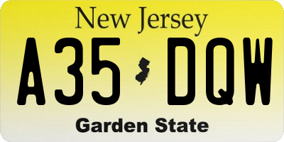 NJ license plate A35DQW
