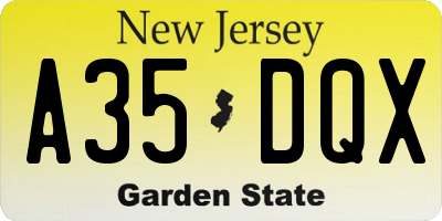 NJ license plate A35DQX