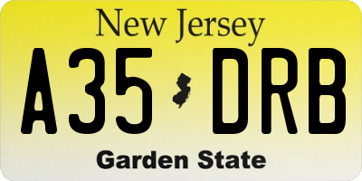 NJ license plate A35DRB