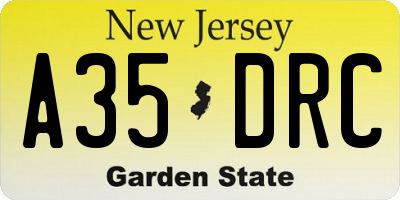 NJ license plate A35DRC