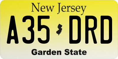 NJ license plate A35DRD