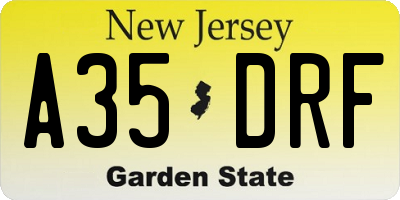 NJ license plate A35DRF
