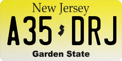 NJ license plate A35DRJ