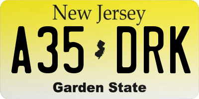 NJ license plate A35DRK