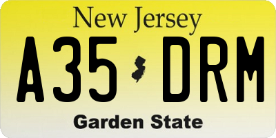 NJ license plate A35DRM