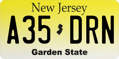 NJ license plate A35DRN