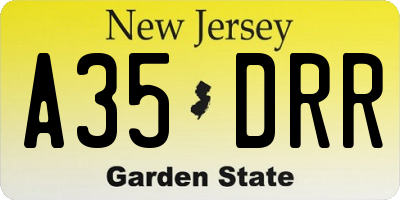 NJ license plate A35DRR