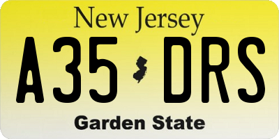 NJ license plate A35DRS