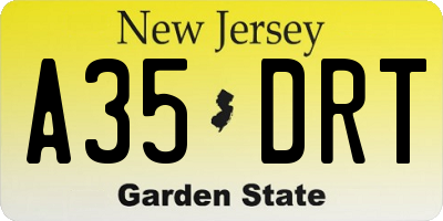 NJ license plate A35DRT