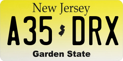 NJ license plate A35DRX