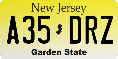 NJ license plate A35DRZ